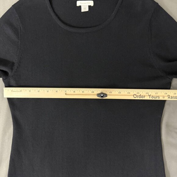 Garnet Hill Sweater Dress Women's Medium Long Sleeve Midi Knit Merino Wool Black - Picture 11 of 12